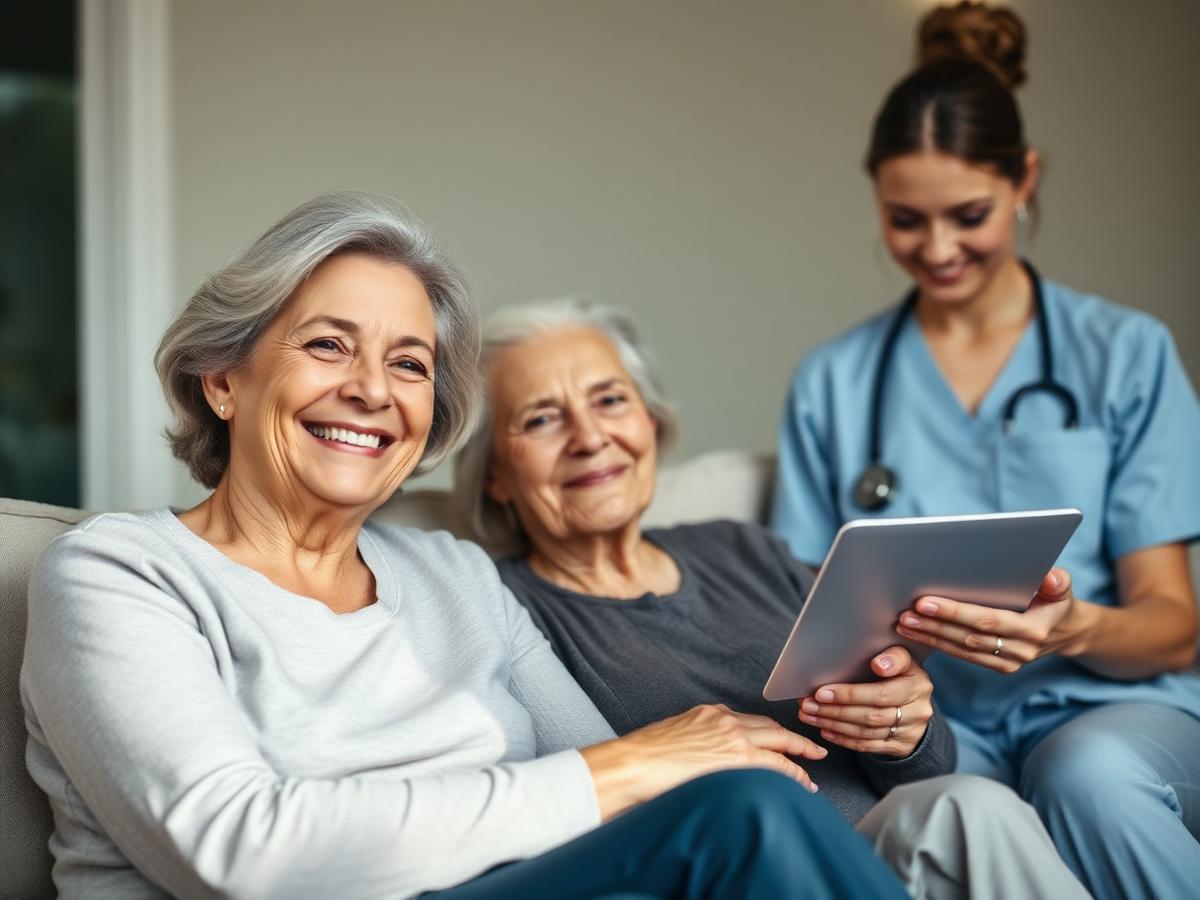 A family sits with their Allegiant nurse in a warm home